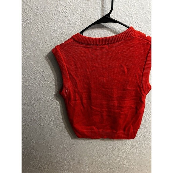 Merry Christmas by Poof Green Sweater Vest Pullover Llama Size Medium - Picture 5 of 8